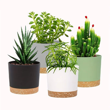 4pcs Round Plant Pots with Removable Base